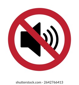 No Sound Sign – Vector Icon for Mute Zones, Quiet Areas, and Audio Restrictions