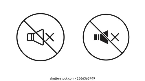 No sound sign vector in line stroke and flat versions