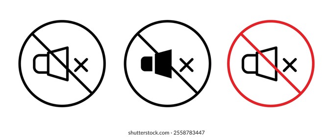 No sound sign vector set