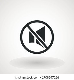 no sound, silence mute vector icon, flat design silence mode or volume off or stop sound icon sign or pictogram isolated on white