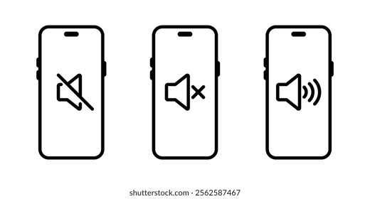 No sound smartphone icon. Volume speaker on phone screen sign symbol