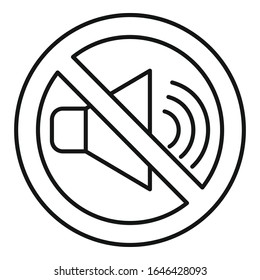 No sound speaker icon. Outline no sound speaker vector icon for web design isolated on white background