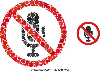 No sound vector composition of circle dots in various sizes and color tinges. Circle dots are grouped into no sound vector composition. Abstract vector illustration.