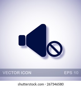 No sound vector icon - dark blue illustration with blue shadow