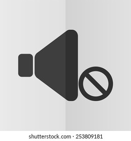 No sound vector icon. Effect of folded paper. Flat design