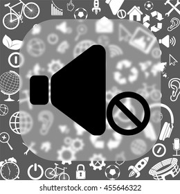 no sound vector icon - matte glass button on background consisting of different icons