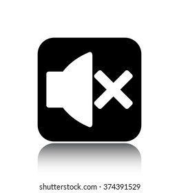 no sound vector icon on black button with reflection