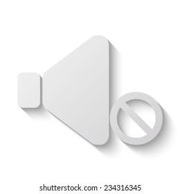 no sound vector icon - paper illustration