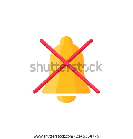 no sound vector icon, quite zone, stop notifications, crossed yellow bell symbol, do not disturb