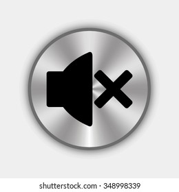no sound vector icon - round metallic button