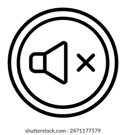 No Sound Vector Line Icon Design
