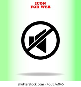 No sound web icon. Black illustration on white background