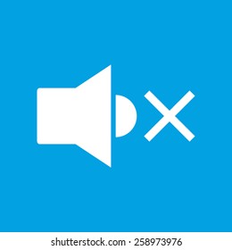 No sound web white icon isolated on a blue background. Vector symbol