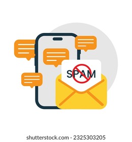 No spam message notification on smartphone screen concept illustration flat design vector eps10. modern graphic element for landing page ui, infographic, icon