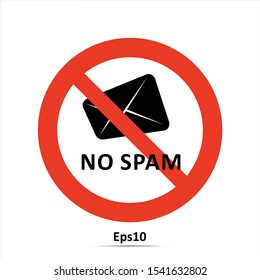 No spam sign. Vector Illustration. Red prohibition sign. Stop symbol