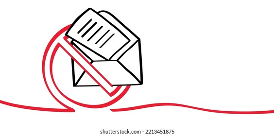 No Spam. Stop, No Paper Envelopes. Post Box Or Post Sign. No Inbox, Advertising, Junk Mail Icon. Vector Postcard, Envelope Symbol. Cartoon Email Or Mailing. Wrong Address Email. 