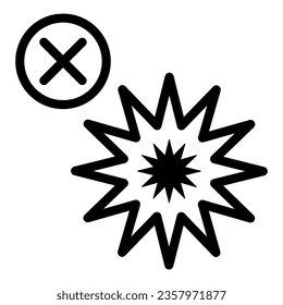 No spark line icon, Safety engineering concept, No Fireworks sign on white background, Prohibition spark icon in outline style for mobile concept and web design. Vector graphics svg