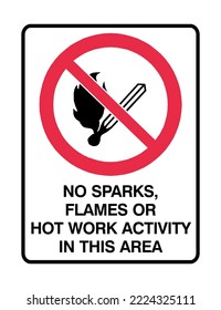  No Sparks Flames Or Hot Activity In This Area - Prohibition Signs- No Smoking  Flammable - Fire Control, Protection, Not Allowed.
