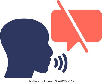 No Speak Icon Mixed Vector Illustration
