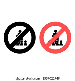 No speaker in front of the crowd icon. Simple glyph, flat vector of people ban, prohibition, embargo, interdict, forbiddance icons for ui and ux, website or mobile application