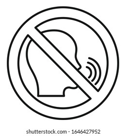 No speaking icon. Outline no speaking vector icon for web design isolated on white background