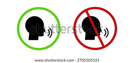 No Speaking Sign Vector Icon. Prohibition of Speech and Voice Communication Symbol