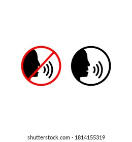No speaking, no talking sign. Talk icon. Quiet zone concept. Vector on isolated white background. EPS 10