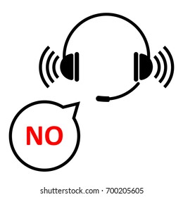 No speech bubble with headset icon isolated on white background. Operator icon with message cloud. EPS10 vector illustration for design element, infographic, technical support service, business.