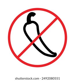 No spicy hot chilli icon linear logo mark in black and white