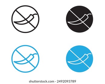 No spicy hot chilli icon black and white vector outline sign