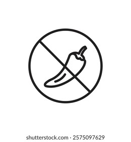 No spicy hot chilli icon Simple thin outline