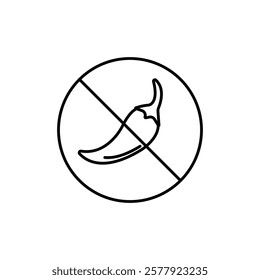 No spicy hot chilli icon Flat illustration sign