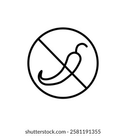 No spicy hot chilli icon Thin line art isolated