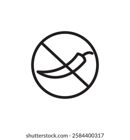 No spicy hot chilli icon black and white vector outline sign