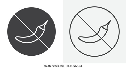 No spicy hot chilli icon Line graphics illustration