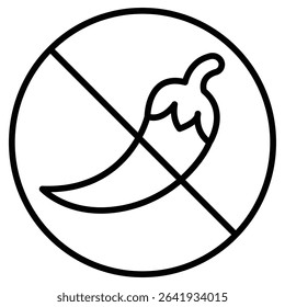 No spicy hot chilli icon Thin line vector design