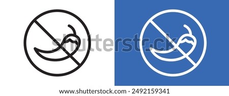 No spicy hot chilli logo sign set vector outline