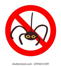 No spider. Forbidden sign. Vector design. Illustration on white background.