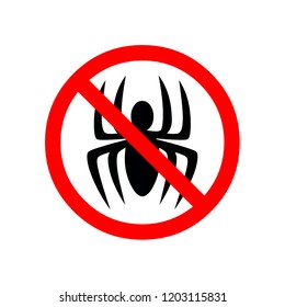 no spider icon with red sign  background vector