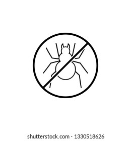No Spider icon. Simple thin line, outline vector of Halloween ban, prohibition, forbid icons for UI and UX, website or mobile application