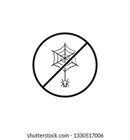 No Spider on the web icon. Simple thin line, outline vector of Halloween ban, prohibition, forbid icons for UI and UX, website or mobile application