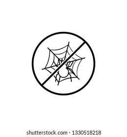 No Spider on the web icon. Simple thin line, outline vector of Halloween ban, prohibition, forbid icons for UI and UX, website or mobile application