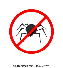 No spider sign. Flat style. Isolated on white background. 