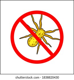No Spider sign, Vector Illustration on white background.