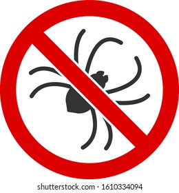 No spider vector icon. Flat No spider pictogram is isolated on a white background.