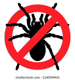 no spiders anti tarantula pest control ban no-parasitic insects black outline silhouette vector