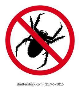 no spiders red prohibition sign or symbol