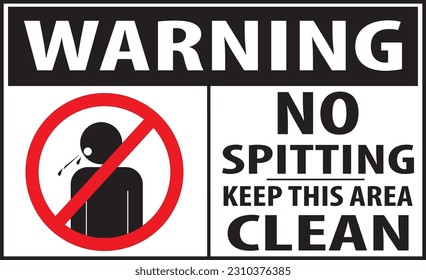 No spitting, spitting prohibited warning sign vector