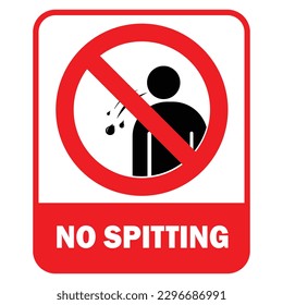 No spitting sign on red and white with warning text and background