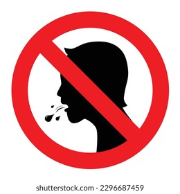 No spitting sign real man head on red and white background